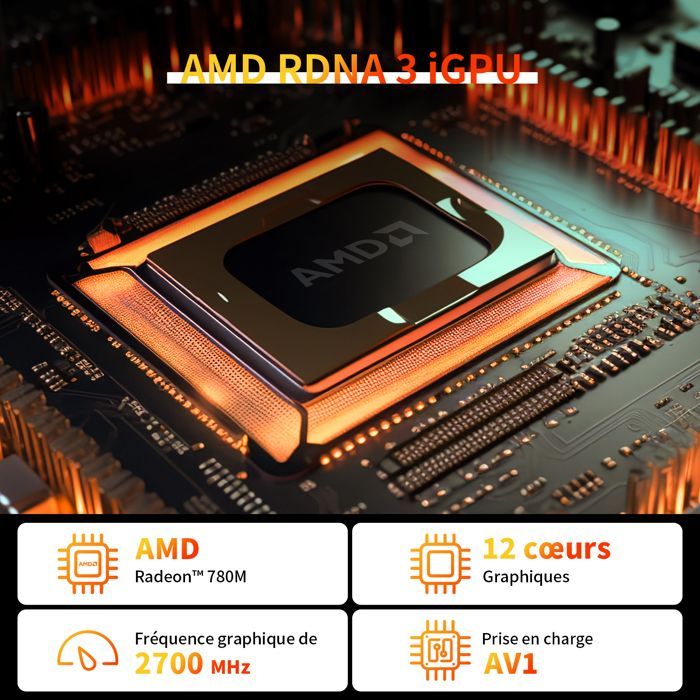 AWOW Mini PC para jogos AMD Ryzen 7 7840HS (8c/5,1 GHz), 32 GB DDR5, SSD de 1 TB, Radeon 780M, 4K, WiFi 6, BT 5.2, 2xLAN 2.5G