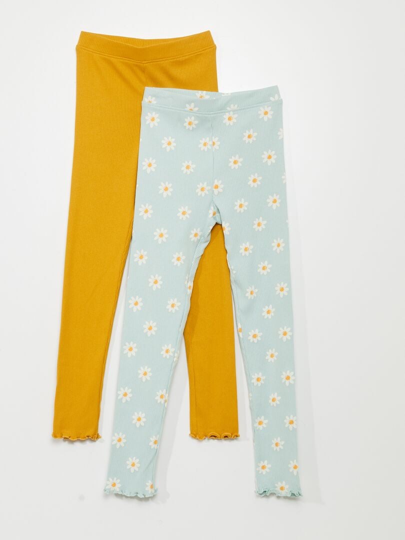 Conjunto de 2 leggings caneladas - AZUL