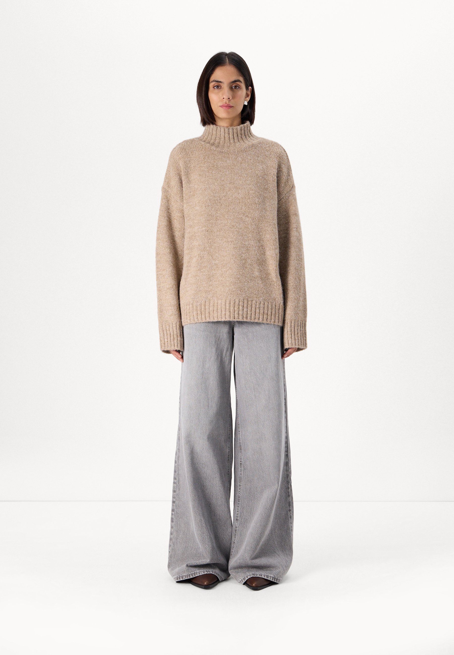 Pull col montant Vero Moda Tall VMMADDIE - Vison argenté/mélange
