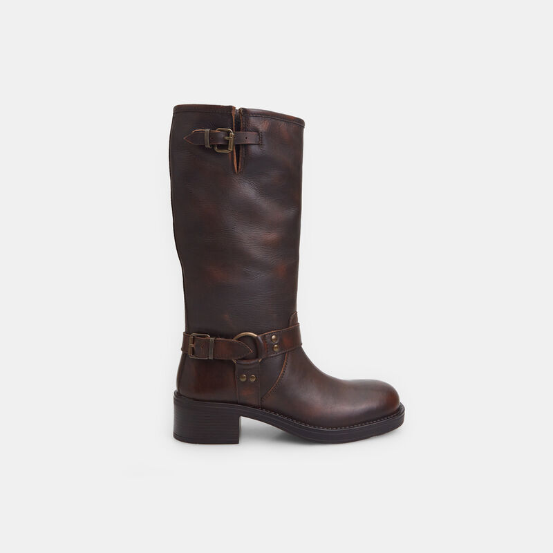 Damskie skórzane buty z klamrą