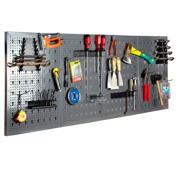 Pegboard with hook set, 22-piece, grey
