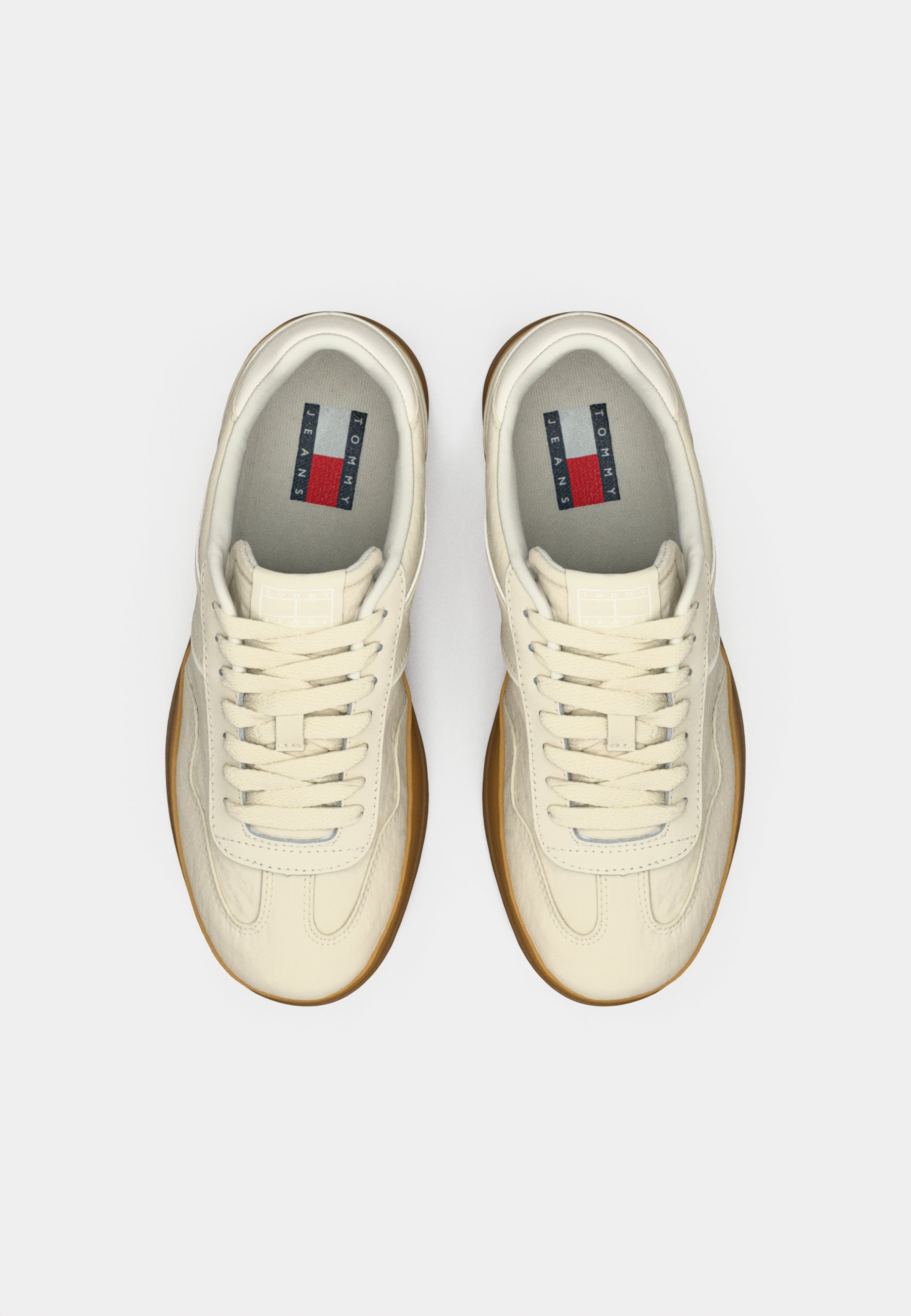 Tommy Jeans THE GREENWICH - Scarpe da ginnastica - beige con stampa a giornale