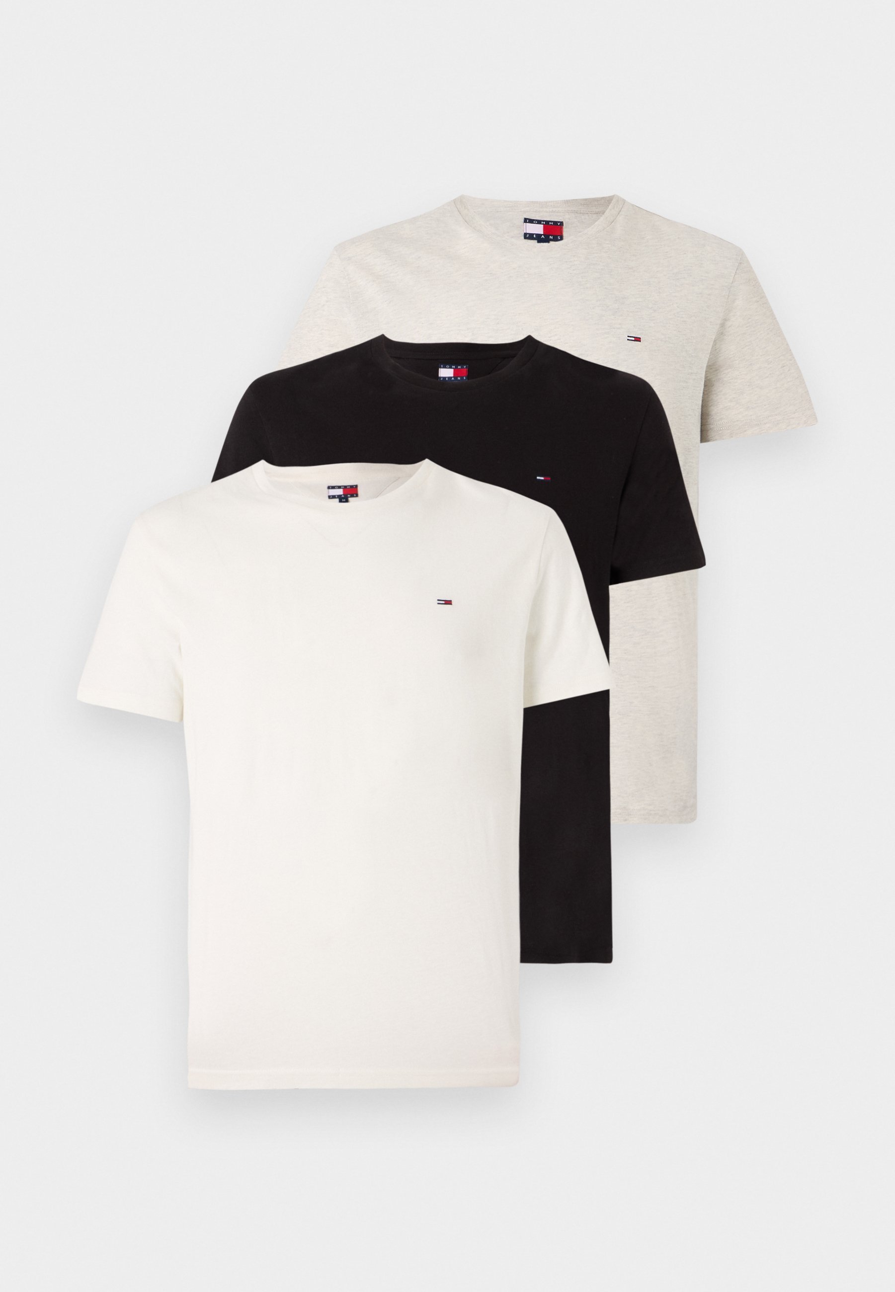 Tommy Jeans Slim T-shirt 3-pack - Basic T-shirt - zwart/grijs/ecru