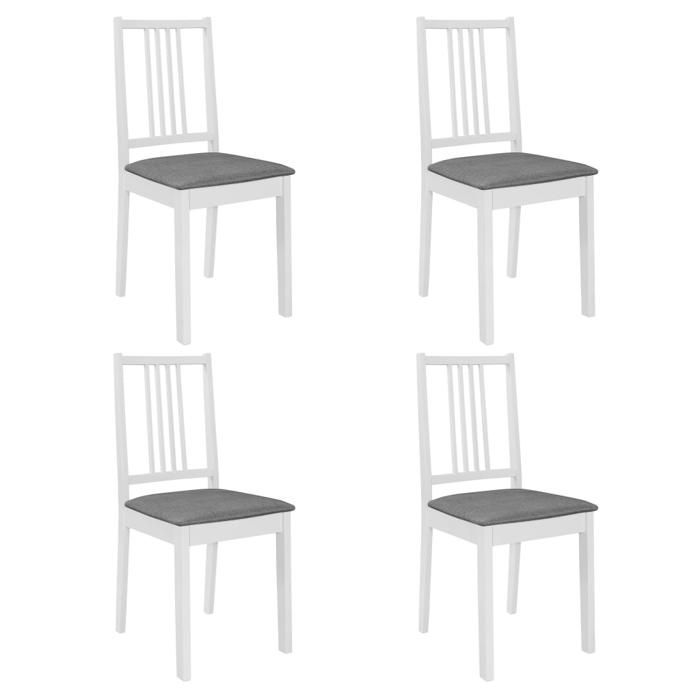 Sillas de comedor ZENCORE® de estilo escandinavo, blancas, para salón/cocina - 40x49x88,5cm - Juego de 4 sillas con cojines - Color blanco - Madera maciza