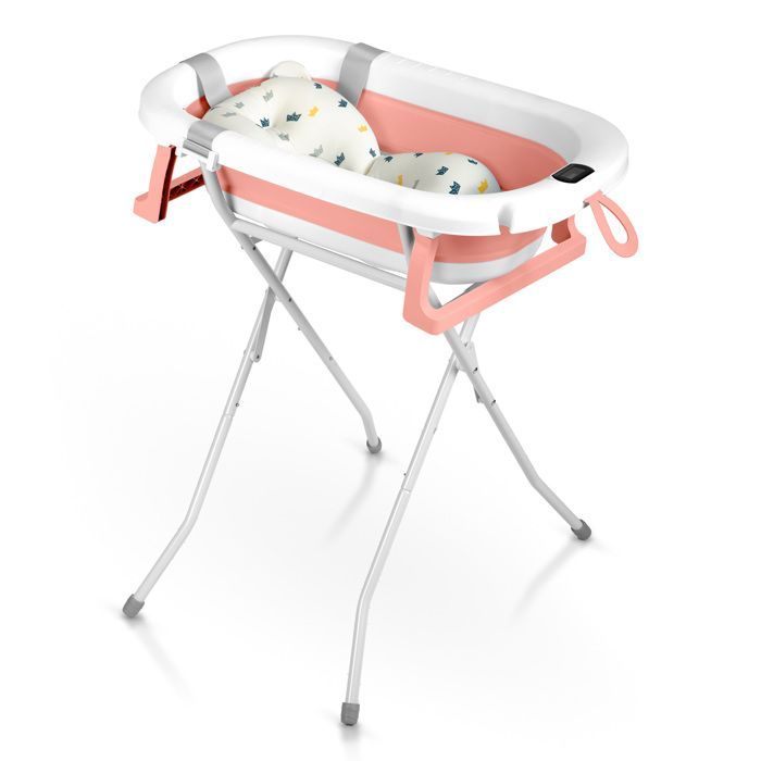 Ricokids Foldable Baby Bathtub - Newborn Insert - Built-in Thermometer - Foldable and Lightweight