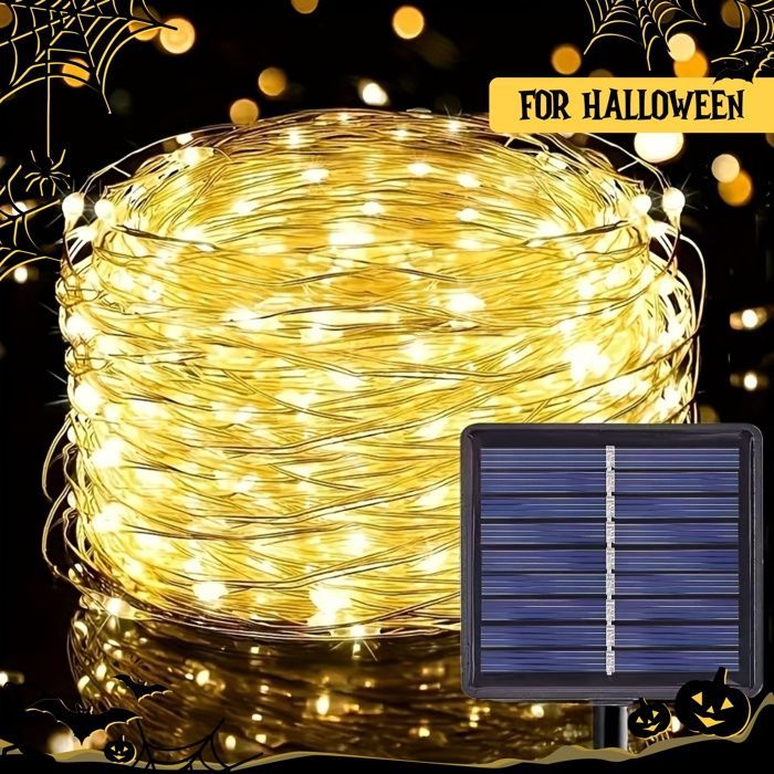 Cordão de luzes solares - 200 LEDs - 22 m - Multicolorido - 8 modos - Iluminação externa