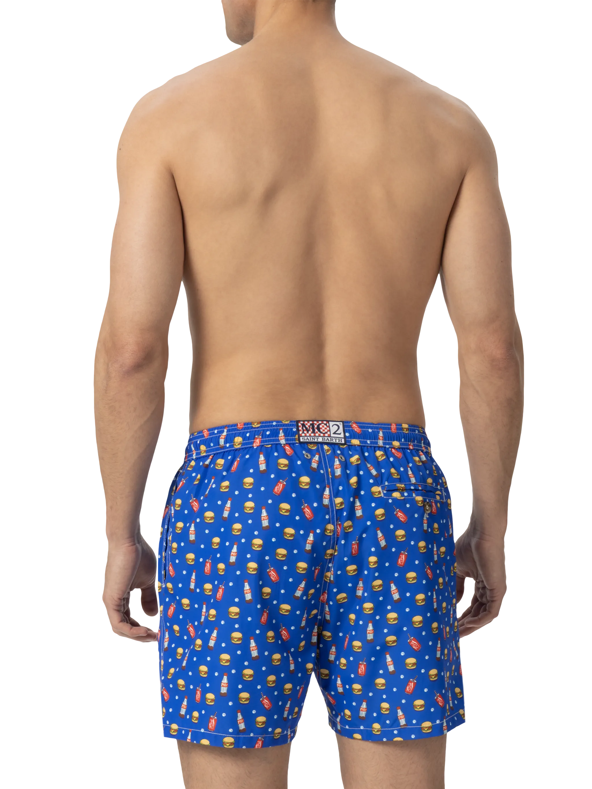 Traje de baño ligero de tejido ligero con estampado de comida rápida.