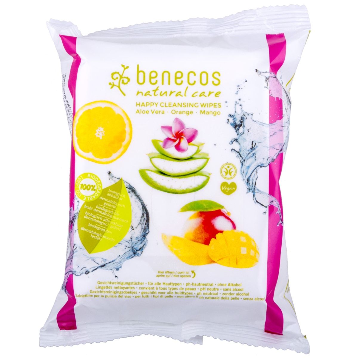 Benecos makiažo valiklis „HAPPY“ – 25 servetėlės