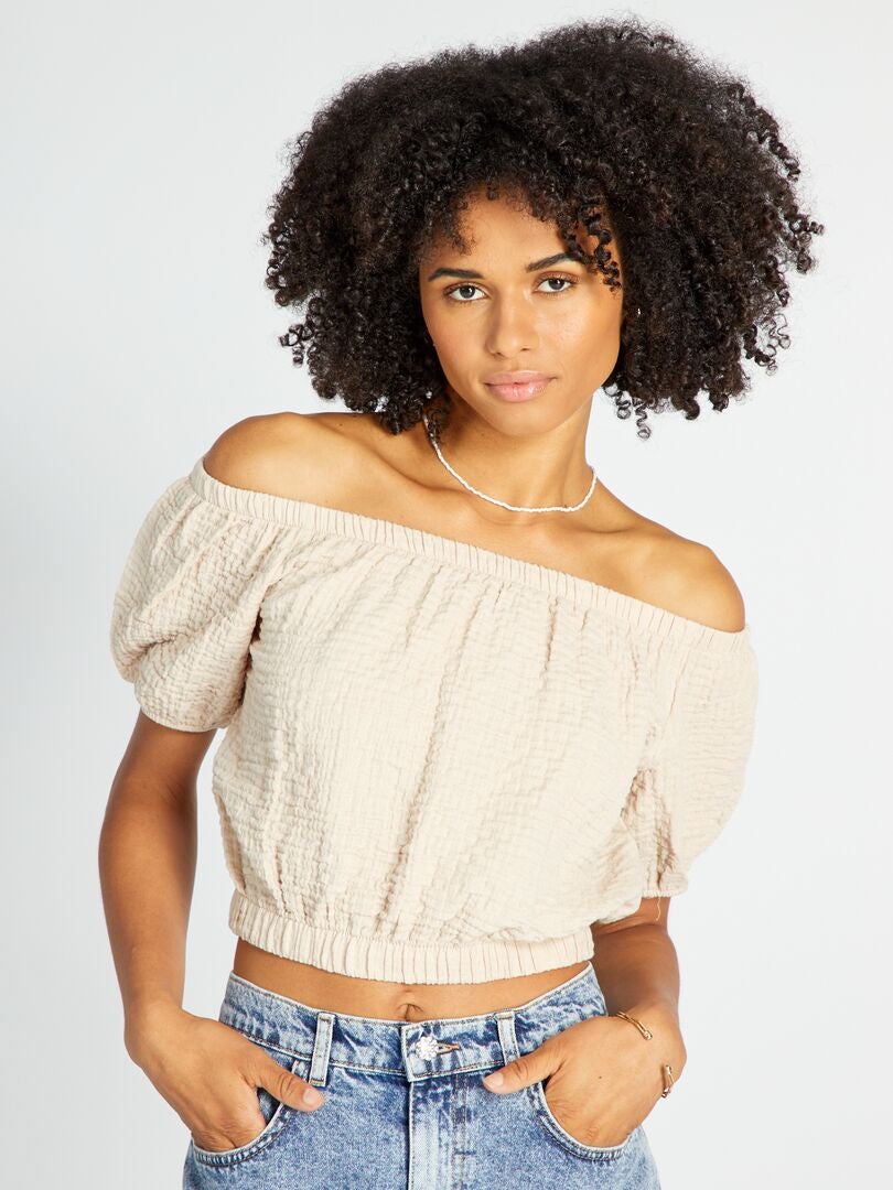 Blusa cropped - Bege