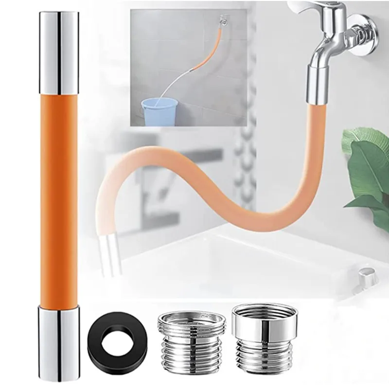 Rallonge de robinet d'évier de cuisine, flexible universel de salle de bain pivotant à 360°, flexible coudé pour lavabo, avec filtre et tête anti-éclaboussures.