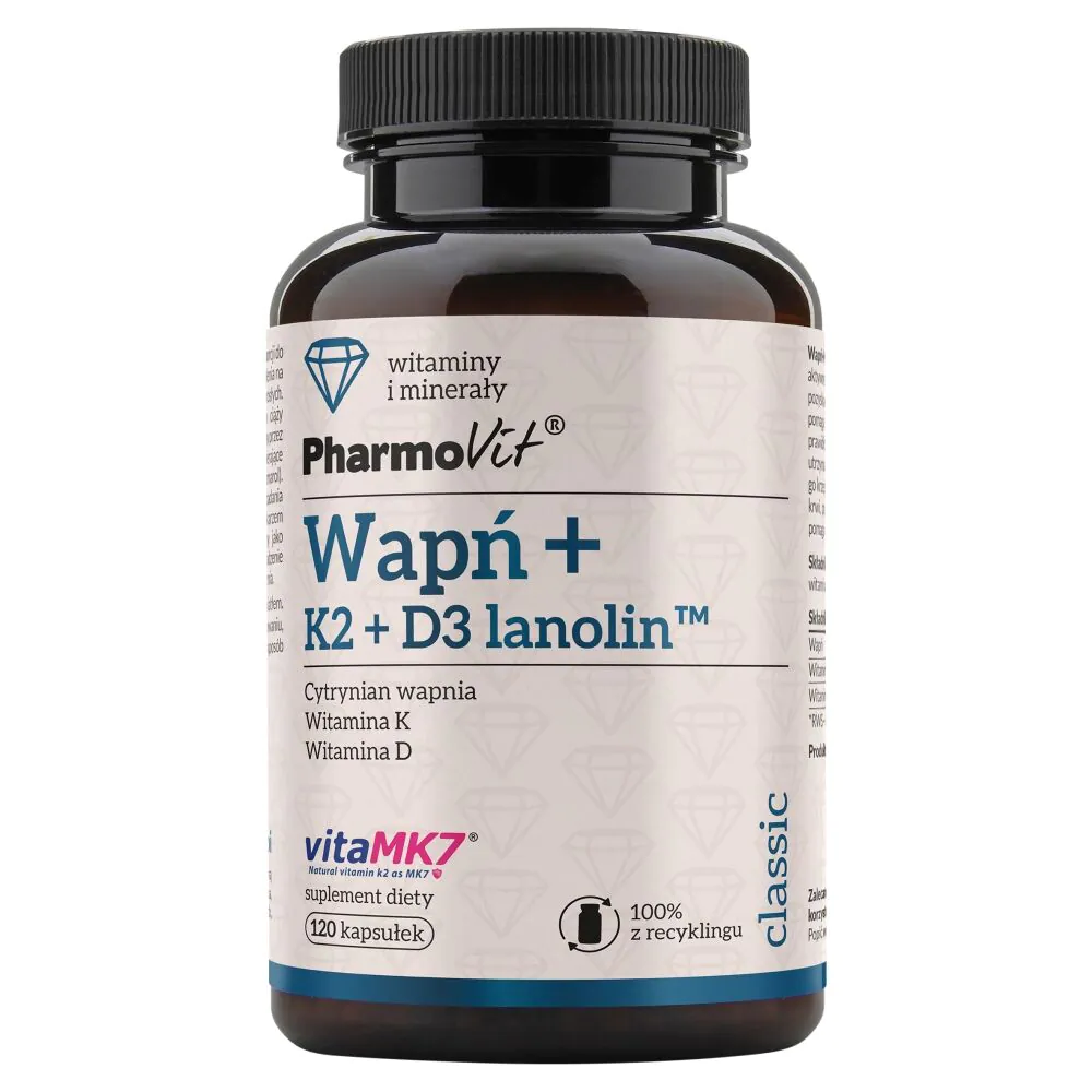 PharmoVit Classic Wapń+K2+D3 Lanolin Kapsułki