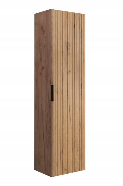 Słupek Łazienkowy 136 cm RYFLE Wiszący FRONT Dąb ZŁOTY Półki