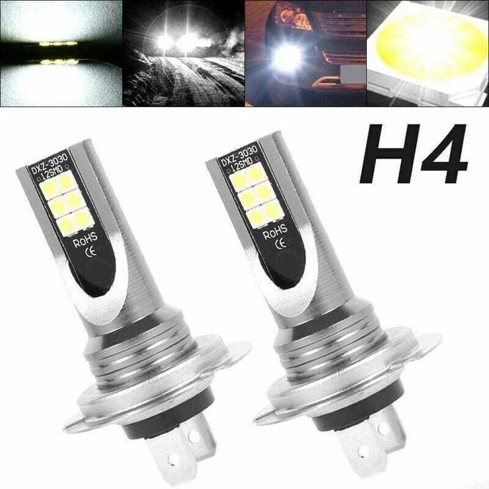 Bombillas LED H4 para faros de coche - PZCC - Paquete de 2 - 50W - 14000 lm - 6000–6500K - IP68 Resistente al agua