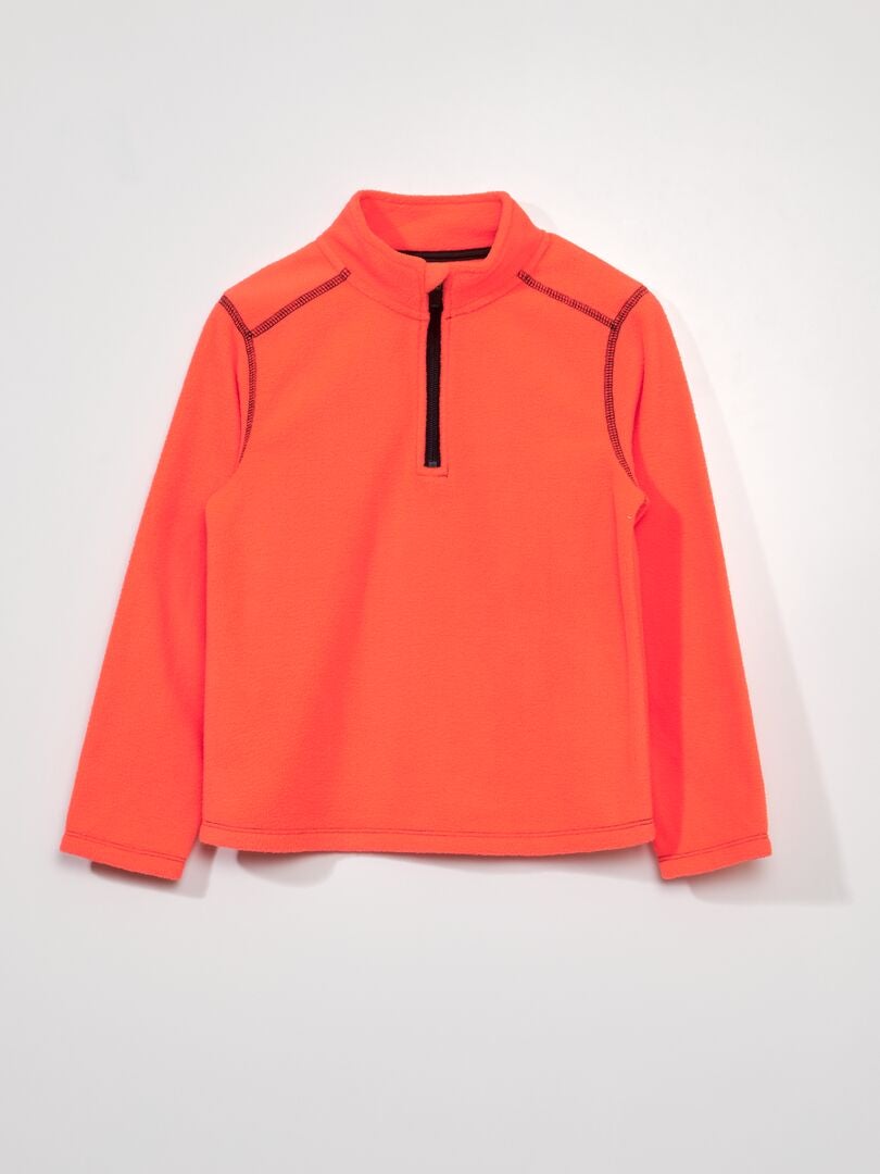 Fleece hoodie met rits - ORANJE