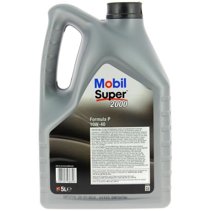 Aditivo para aceite MOBIL SUPER 2000 Fórmula-P - Semisintético / 10W40 / 5L