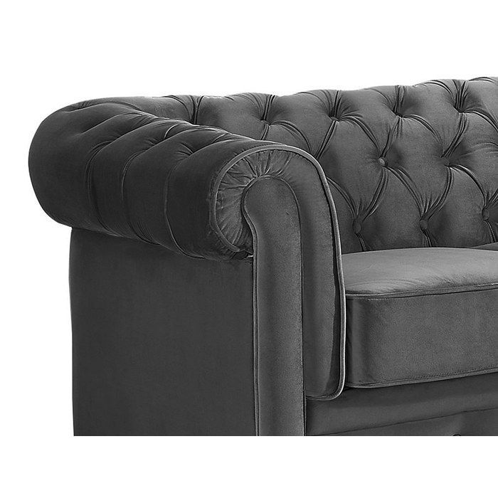 Divano a 3 posti e 2 poltrone CHESTERFIELD - Velluto antracite