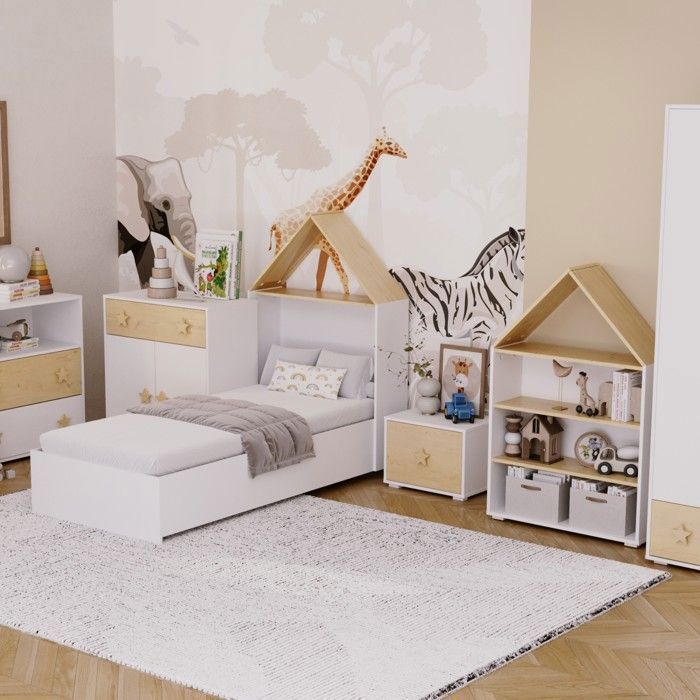 Estantería PUFFI House: una estantería divertida y funcional para la habitación de un niño.