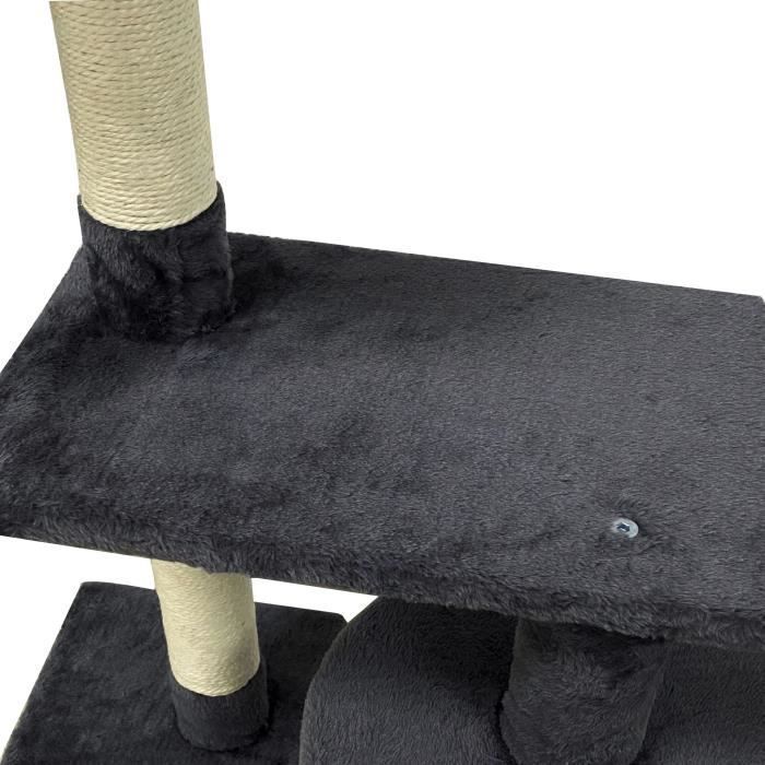 JASPER Arbre à chat gris 40 x 40 x 114 cm -3 plateformes, 1 niche, poteaux à griffer