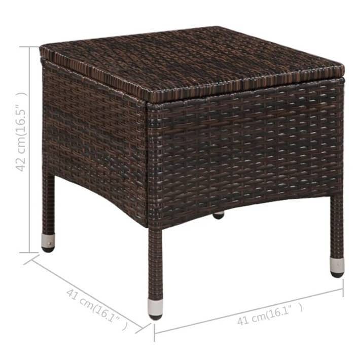 Woven resin bistro set - BURKE - Brown - Cream white - Woven resin - Steel frame - 41x41x42 cm