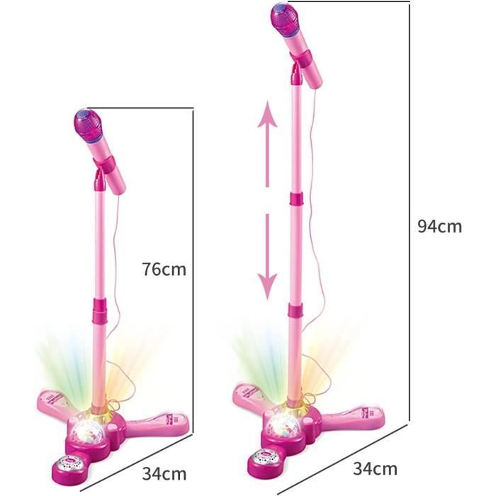 Micrófono de karaoke infantil con soporte, micrófono para niños para cantar, micrófono para niñas (rosa)
