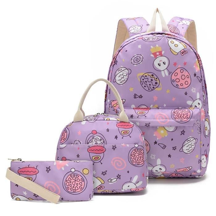 Lot de 3 Cartable fille garcon Primaire XJYDNCG Sac a Dos Enfant - 30x19x43cm - Violet