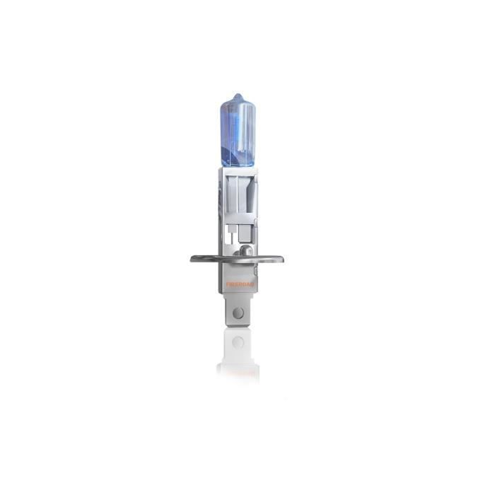 Bombilla H1 para coche, paquete de 2, 6000K, luz blanca automática, efecto xenón, halógena, 55W, SUPER BLANCO, estándar francés FIREROAD®