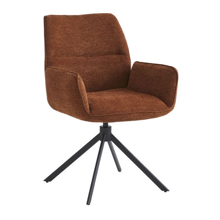 CARLOTTA - Set of 4 Swivel Dining Chairs, Terracotta Fabric