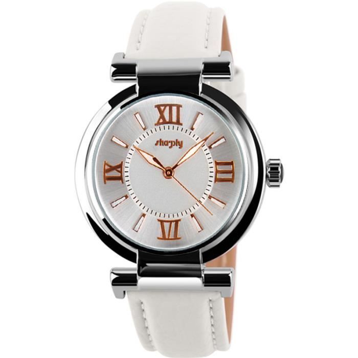 Reloj de mujer de la marca SHARPHY en piel blanca.