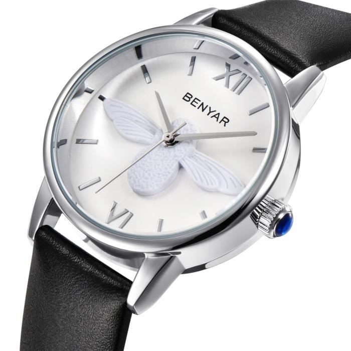 SHARPHY women's luxury brand watch 2019 New waterproof genuine leather strap in white and black
