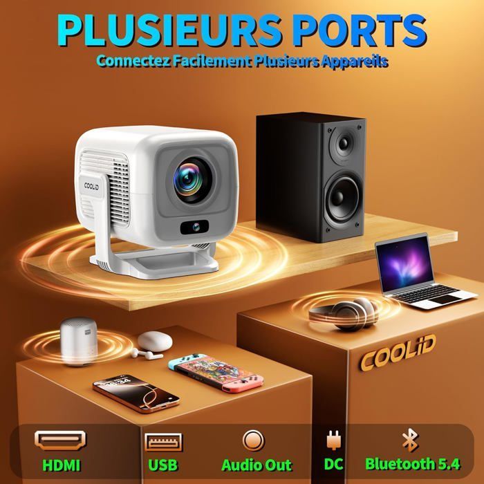 Proyector de vídeo portátil - CACTOSE - Full HD - WiFi 6 - Bluetooth 5.4 - 200 lúmenes ANSI