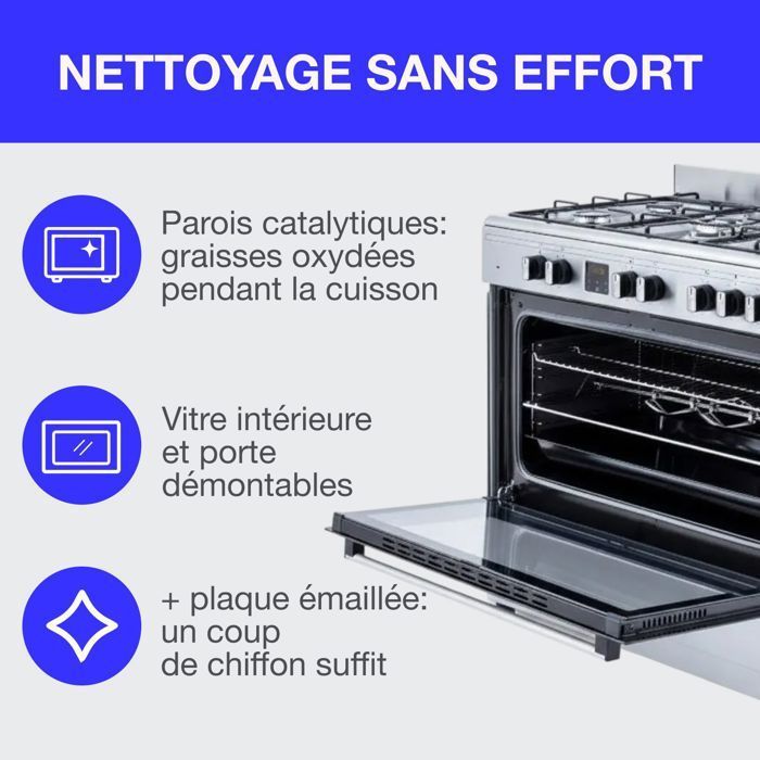Continental Edison CECP9060IXDD 95L Multifunction Catalytic Oven Cooker - Digital Display - W90 x H85 cm - Stainless Steel
