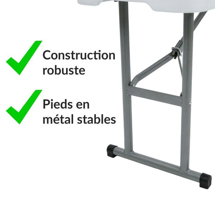 Folding bench 183 × 28 × 43 cm, White, weather resistant - Practical for garden & patio