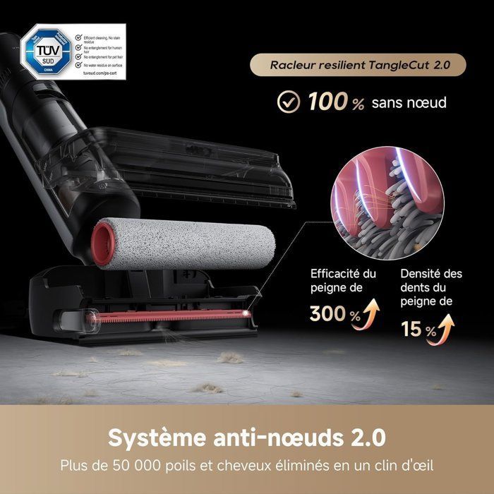 DREAME H15 Pro FoamWash - Aspirateur Laveur - Nettoyage Ciblé - Solution à Rapport Intelligent - Bras Robotisé IA 2.0- TangleCut 2.0