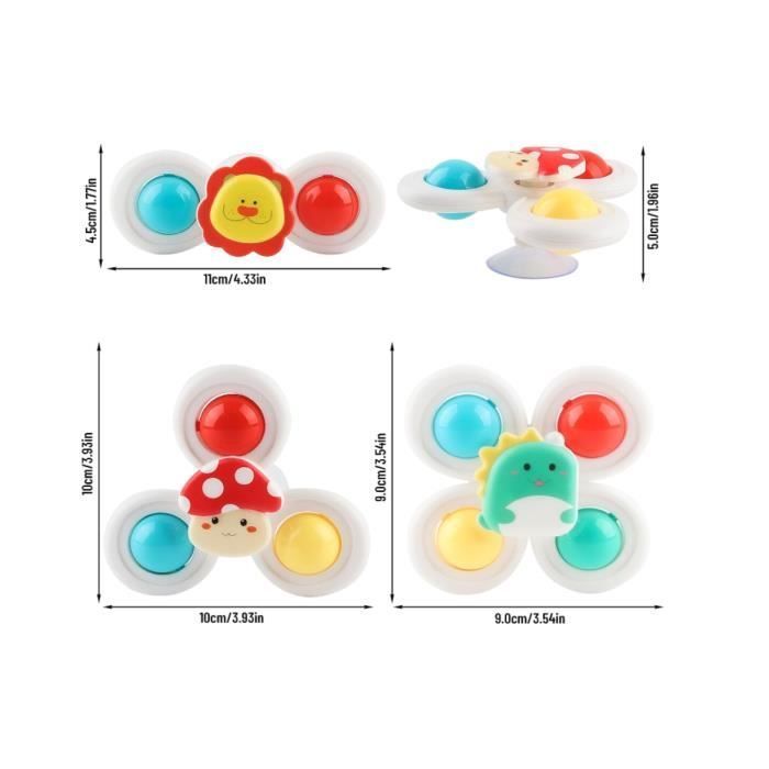Juguete de baño para bebés - Spinner con ventosa - Color: Blanco - Sonidos fuertes - Diseños bonitos - Unisex