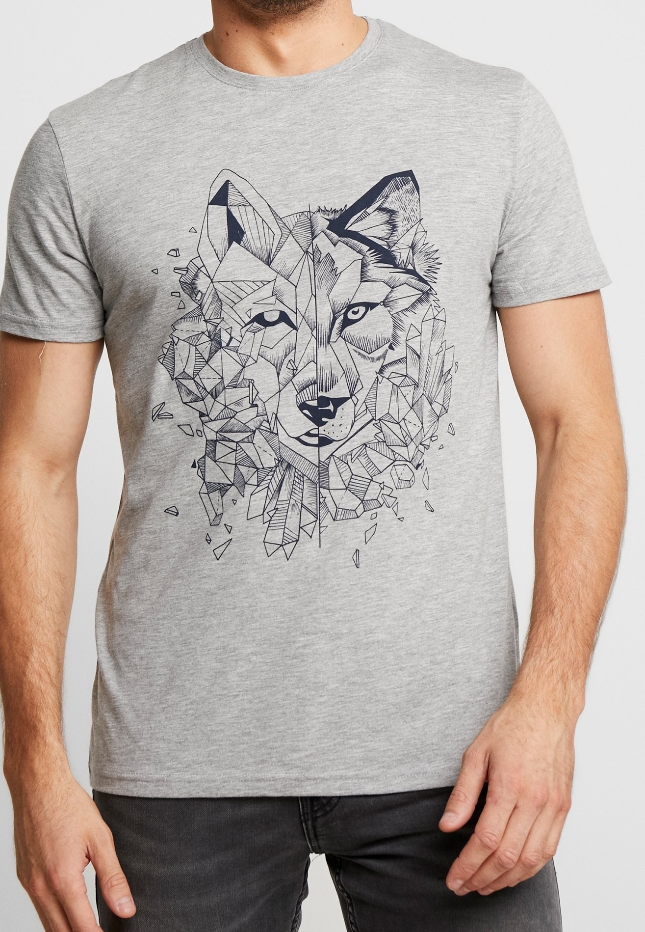 Pier One Print T-shirt - gemêleerd grijs