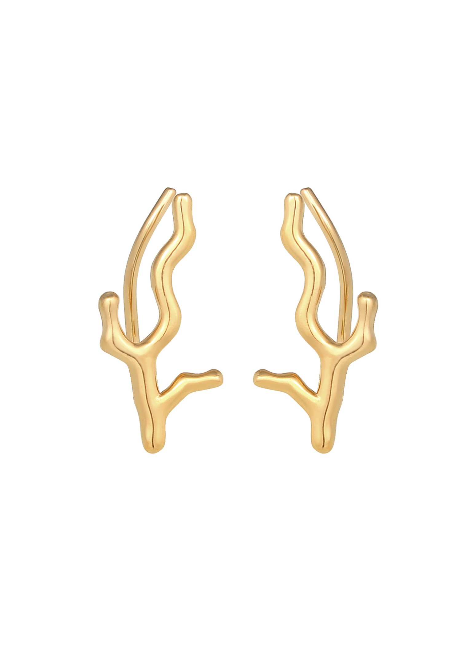 Elli Corail Symbole Maritime Clous d'Oreilles Femme - (925/1000) Argent Plaqué Or