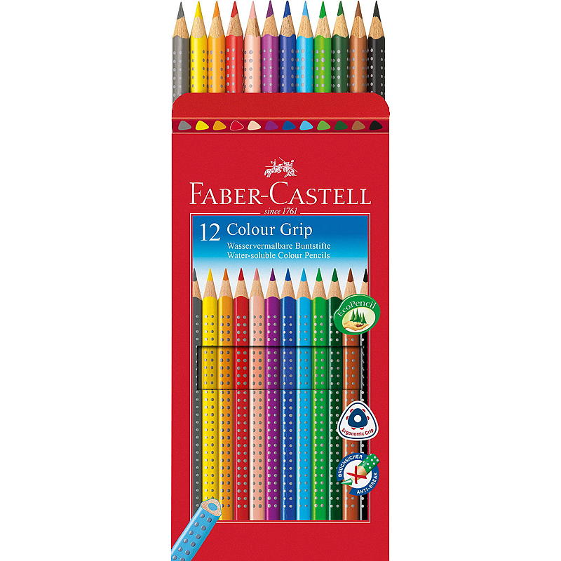 Lápices de colores Faber Castell con agarre, 12 unidades. FC