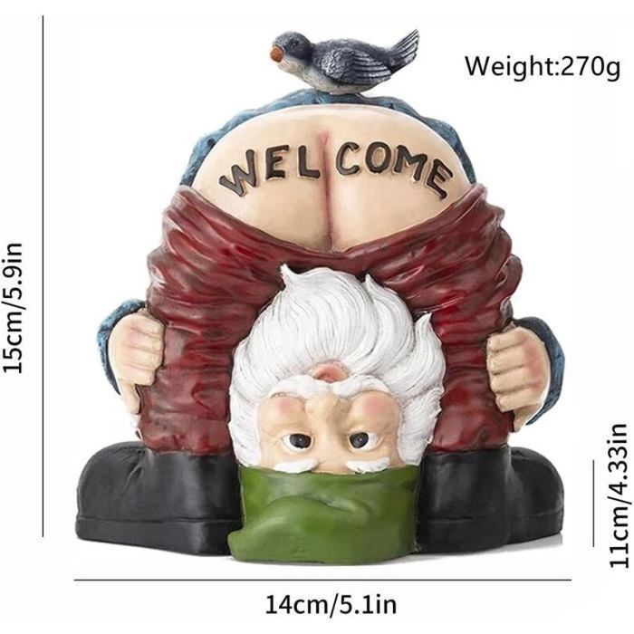 Ornements de pelousestatuette drôle de nain de jardin en résinepour Décoration ExtérieureIntérieureCourMaisonPorcheCadeau
