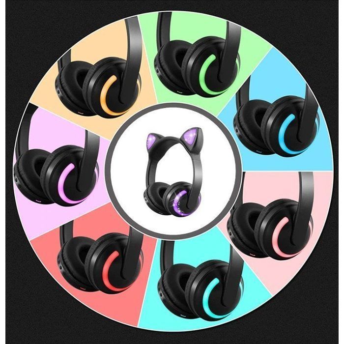 Children's Headphones - Noname - RGB Headphones - Black - For children - Ages 4 and up