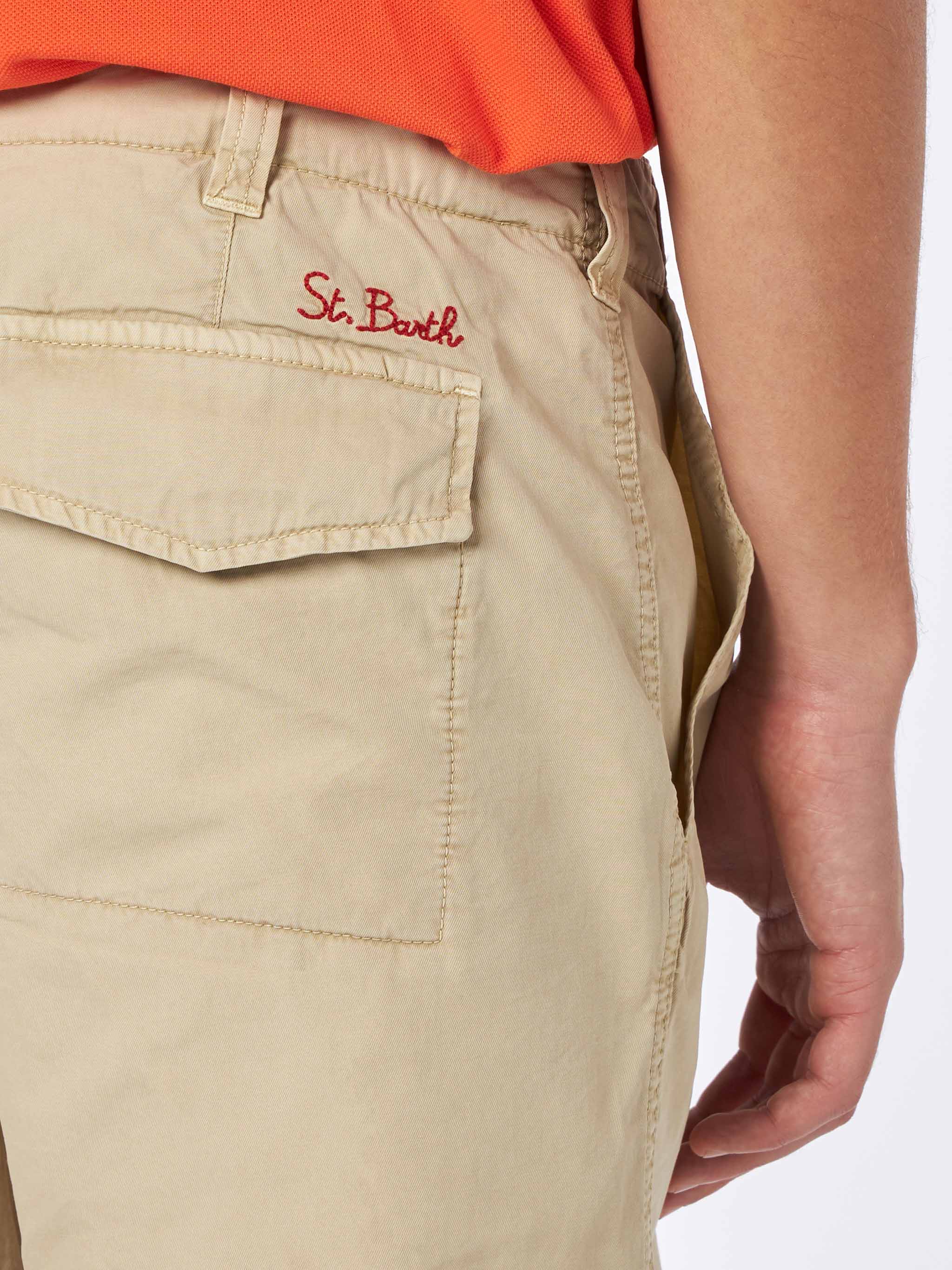 Beige herenshorts met zijzakken