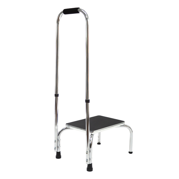 Trinn med høydejusterbart rekkverk, 88–108 cm, krom