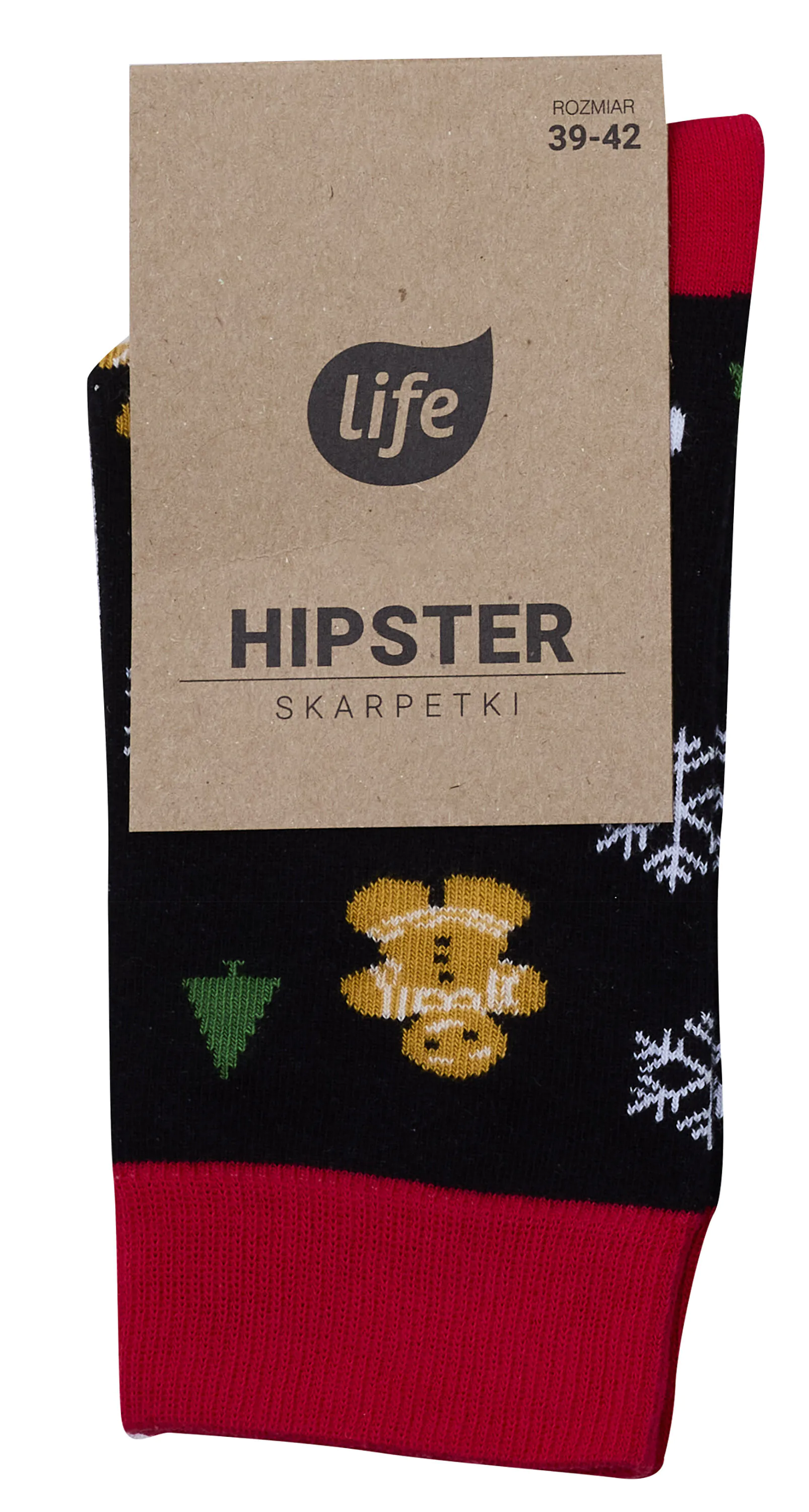Life Skarpetki Hipster wzór Pierniczki Czarne, rozm.39-42