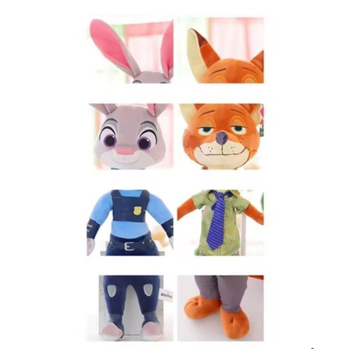 Conjunto de 2 peluches de Zootopia, 40 cm — Judy Hopps y Nick Wilde, figuras de Disney para niños y coleccionistas.