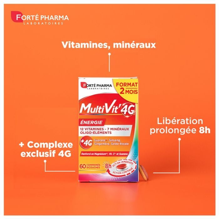 Forté Pharma MultiVit'4G Energia 2 Meses 60 Comprimidos Bicamada