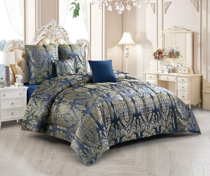 Bedspread - BRENDA - 5 Pieces - Blue - 220x240 cm - 100% Polyester