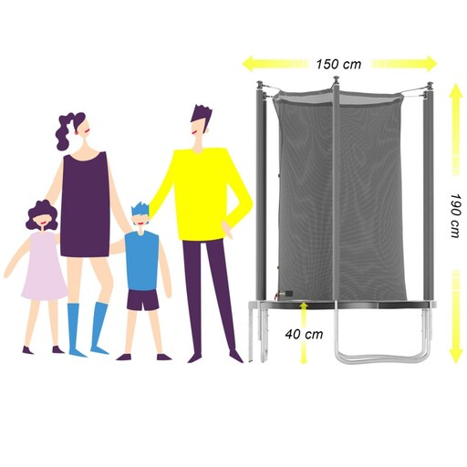 Cocon tuintrampoline van 150 cm (5 ft) met binnennet en beschermmat.