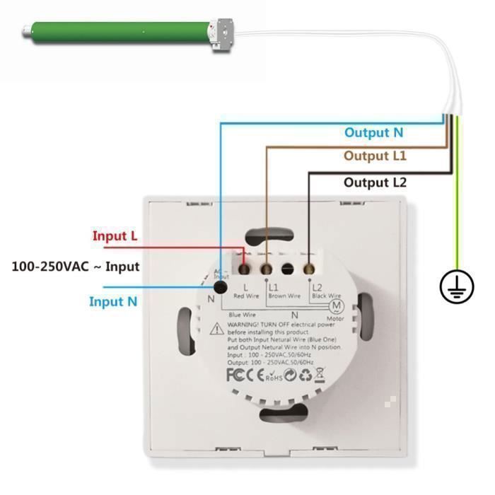 Interruptor inteligente WiFi para persianas enrollables, interruptor de pared inteligente para cortinas compatible con Alexa, Smart Life y Google.