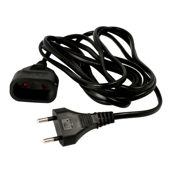 ZENITECH verlengsnoer van 3 meter - HO3VVH2F kabel - 2x0,75 - Zwart