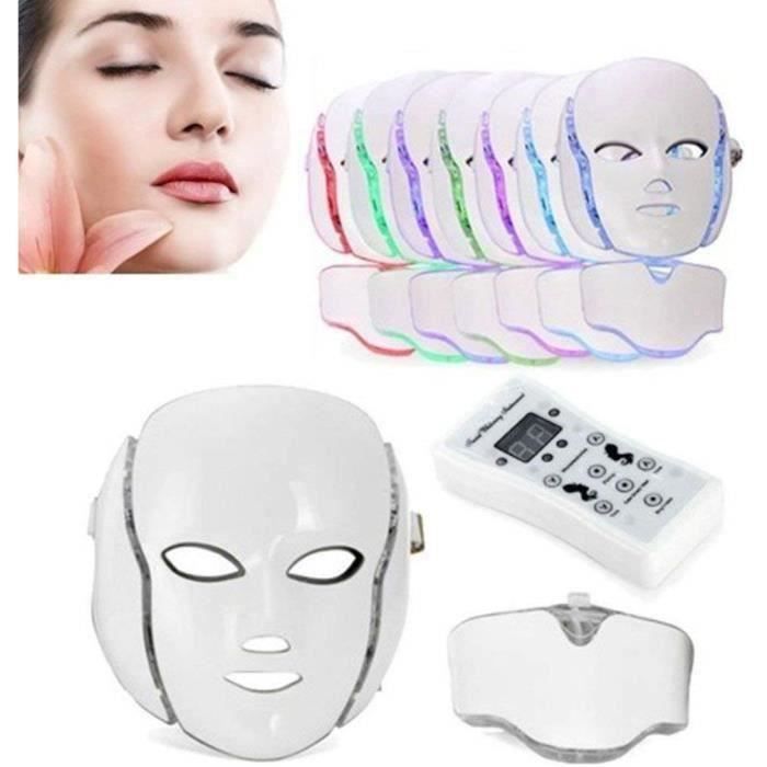 7 Color LED Light Therapy Mask, LED Photon Mask with Neck, Facial Beauty, Skin Rejuvenation Care, Phototherapy