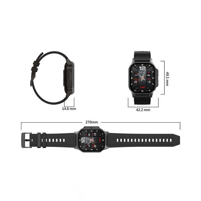 AIEK DM62 4G Montre Intelligente 2.13 pouces Wifi, Carte SIM, GPS, Appareil photo, Montre de sport Noir 16GB